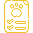 Medical report icon with paw print and checklist