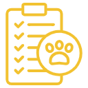 Pet report icon with checklist and paw symbol